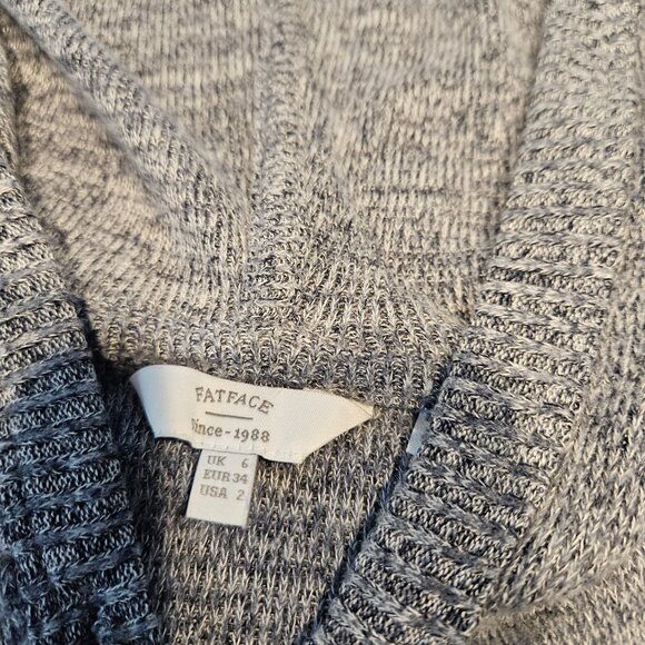 Fat Face women's marled gray/navy three- button sweater - Picture 2 of 7